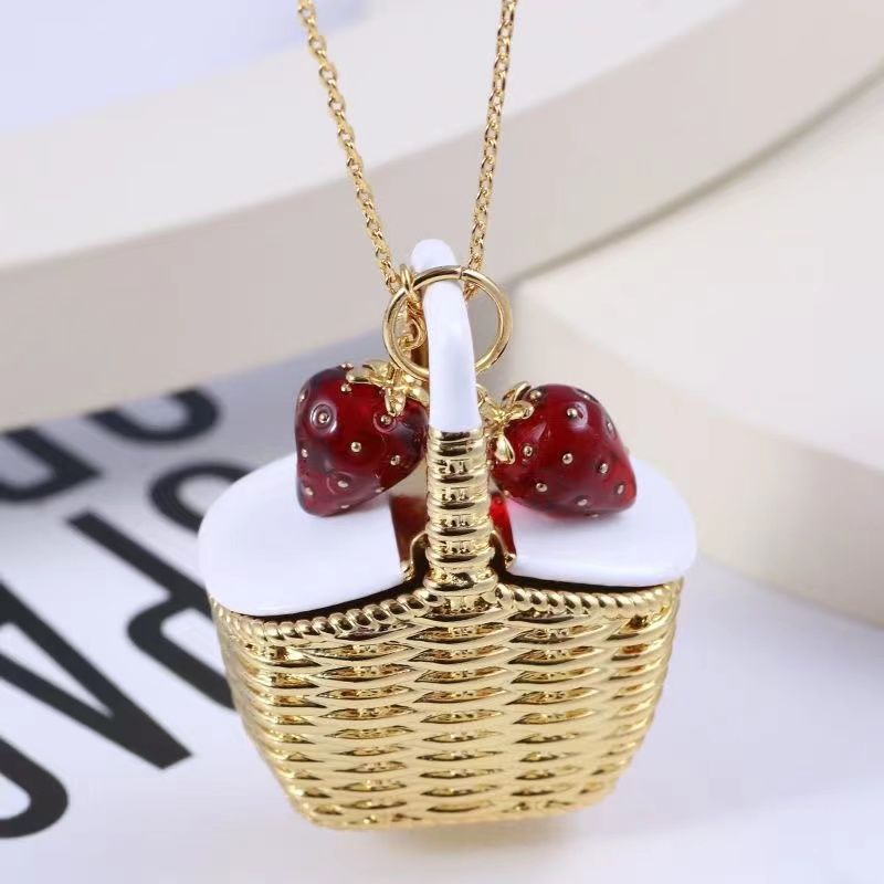 Fashionable Small Basket-Shaped Pendant Necklace